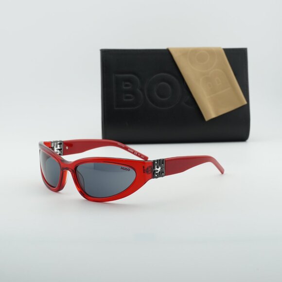 HUGO HG 1255/S 0C9A IR Oval Sunglasses - Red/Smoke main image 9